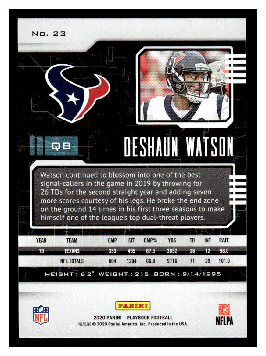 2020 Panini Playbook Deshaun Watson #23 Houston Texans