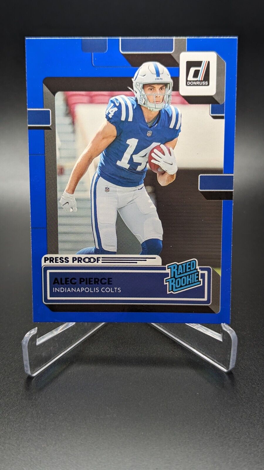 Alec Pierce (RC) 2022 Panini Donruss Rated Rookie #321 Press Proof Blue
