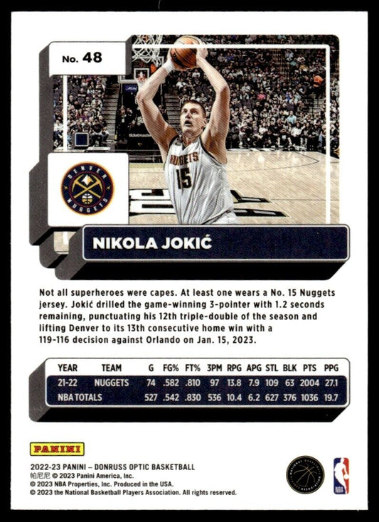2022-23 Panini Donruss Optic Nikola Jokic #48 Denver Nuggets