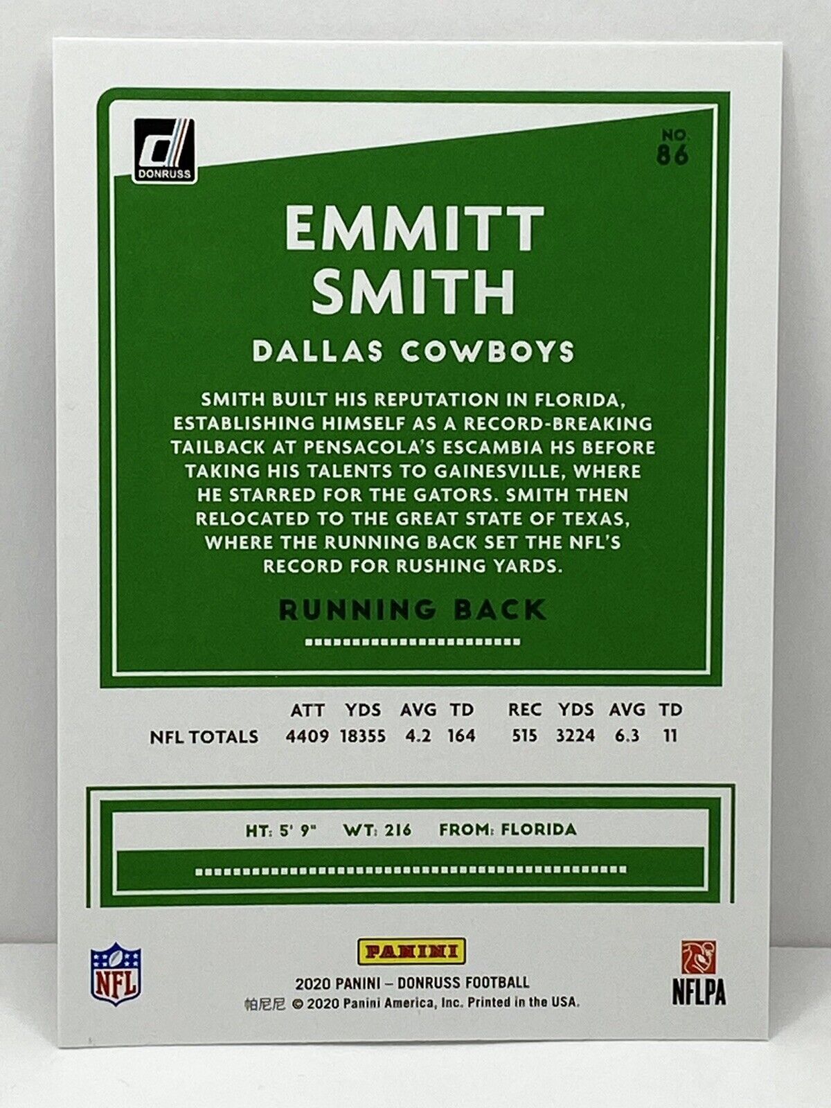 2020 Panini Donruss Football Card #86 Emmitt Smith Dallas Cowboys
