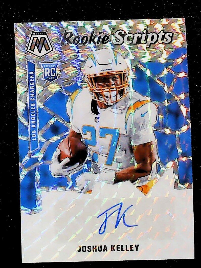 2020 Panini Mosaic Rookie Scripts Joshua Kelley #RS34 Rookie Auto RC