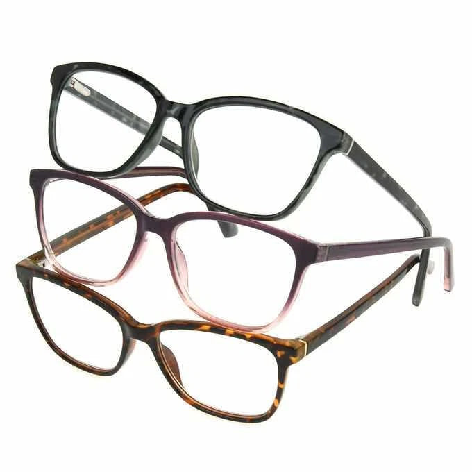 Design Optics By FG Women's Full Frame Reading Glasses Kiersey/Square-3 Pk - Choose Yours