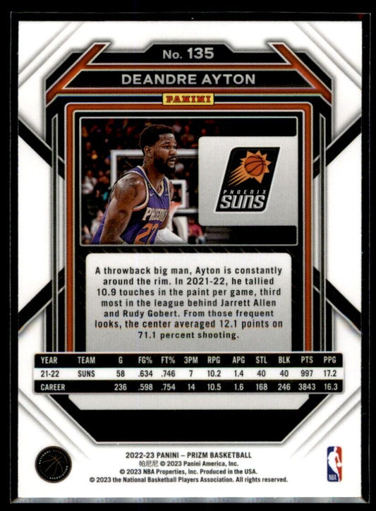 2022-23 Panini Prizm Deandre Ayton Base #135 Phoenix Suns - walk-of-famesports