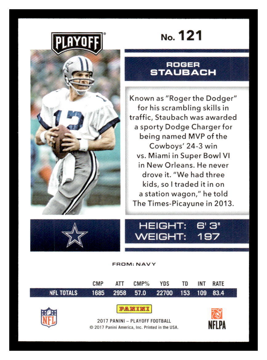 2017 Panini Playoff #121 Roger Staubach Dallas Cowboys