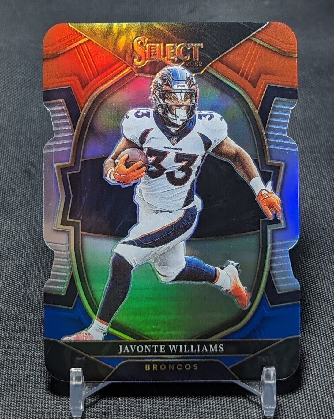 Javonte Williams Red Blue Concourse Level Die Cut Prizm 2022 Select #24 Broncos