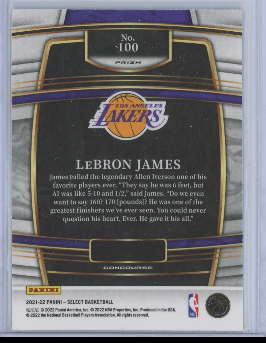 2021-22 Panini Select Concourse Scope Prizm LeBron James #100 LA Lakers
