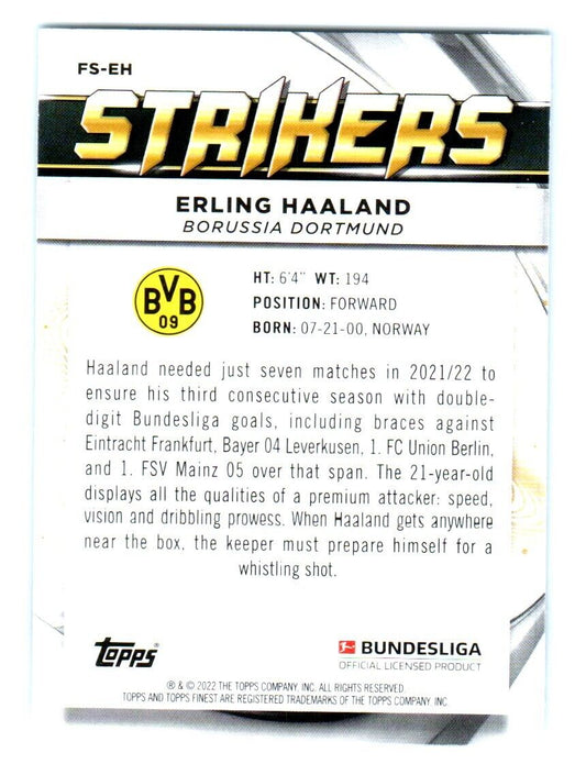 2022 Topps Finest Strikers Refractor Erling Haaland #FS-EH Borussia Dortmund