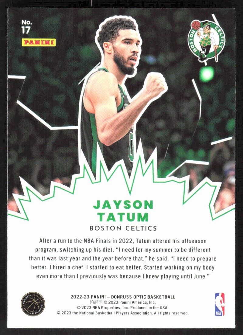 2022-23 Donruss Optic Jayson Tatum My House Green Shock #17 Boston Celtics - walk-of-famesports