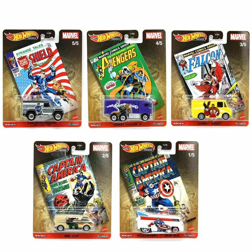 Hot Wheels Premium Pop Culture Marvel Comic Complete Set of 5 - walk-of-famesports