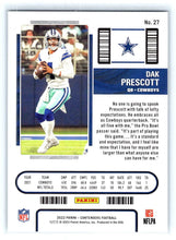 تحميل الصورة إلى عارض المعرض، تذكرة موسم 2022 Panini Contenders Dak Prescott رقم 27 Dallas Cowboys