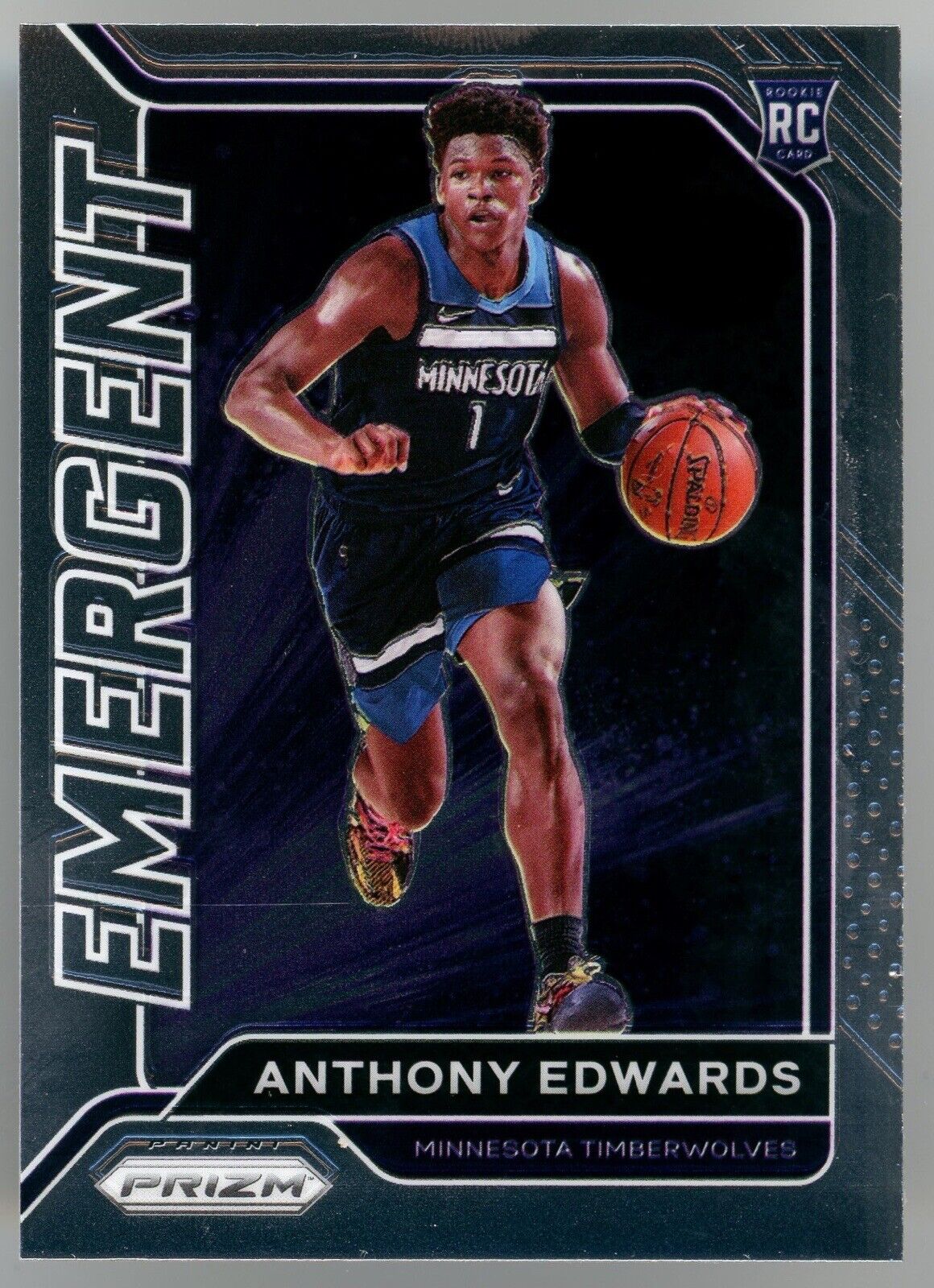 2020-21 Prizm EMERGENT SILVER #3 Anthony Edwards MINNESOTA TIMBERWOLVES RC - walk-of-famesports