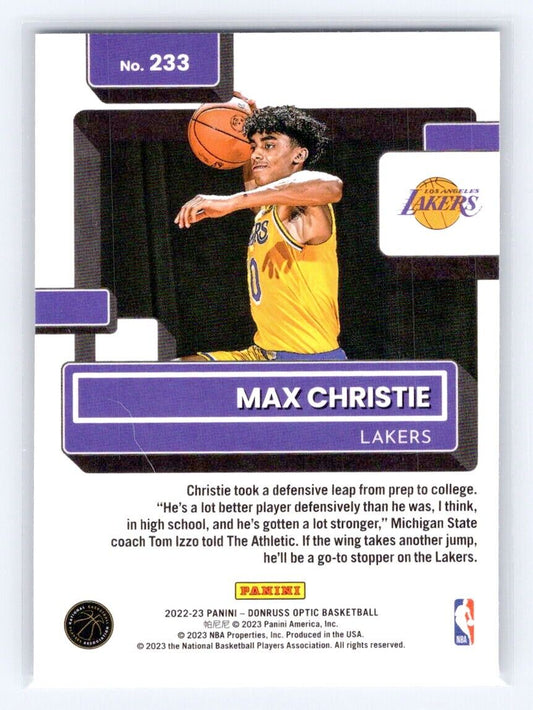 2022-23 Donruss Optic Max Christie Rated Rookie #233 Los Angeles Lakers - walk-of-famesports