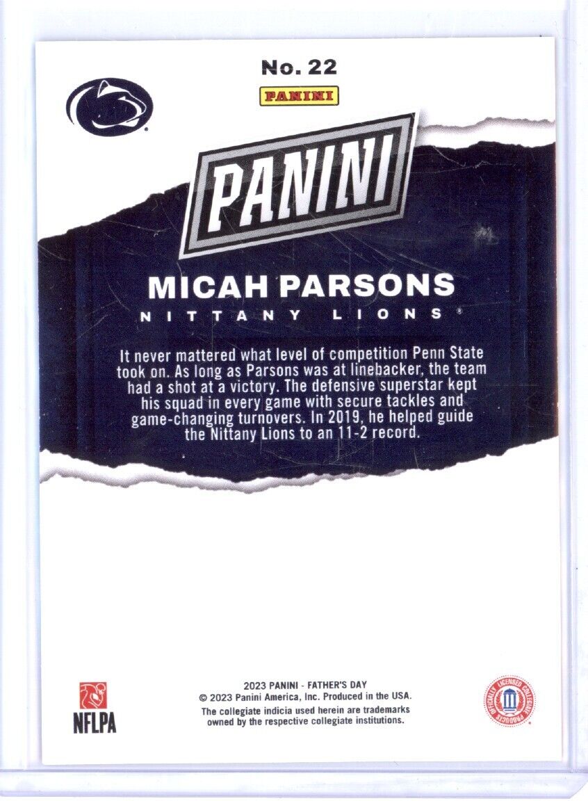 MICAH PARSONS 2023 PANINI FATHER'S DAY RED /99 NITTANY LIONS #22