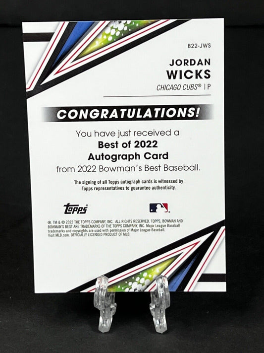 2022 Topps Bowman Best Jordan Wicks Auto #B22-JWS Chicago Cubs