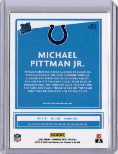 2020 Donruss Optic MICHAEL PITTMAN Jr RC Negative VARIATION SP Rated Rookie #322