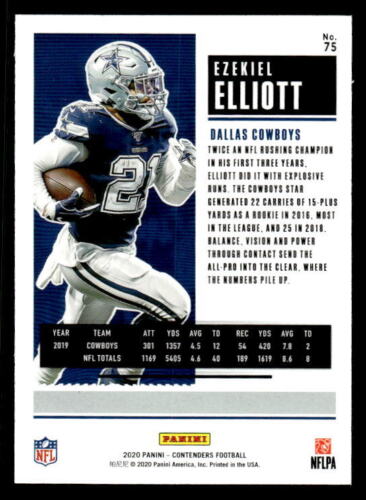 2020 Panini Contenders Football #75 Ezekiel Elliott Dallas Cowboys