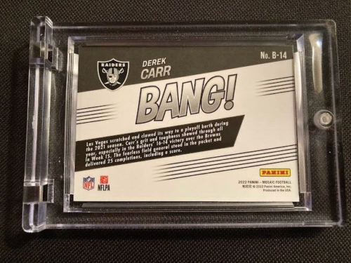 Derek Carr BANG! insert #B-14 2022 Panini Mosaic Football Card Las Vegas Raiders