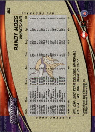 2000 Collector's Edge Supreme Football Card #80 Randy Moss