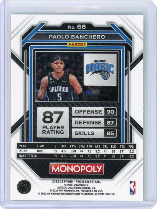 2022-23 Prizm Monopoly Paolo Banchero RC #66 Orlando Magic
