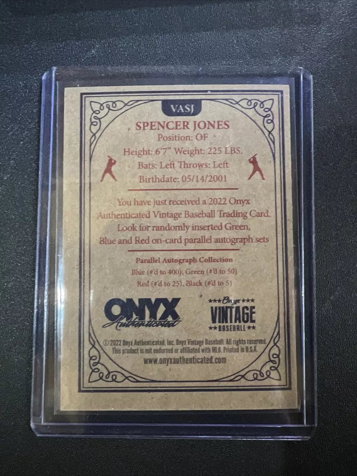 2022 Onyx Vintage Extended Blue Signature #VASJ Spencer Jones /400 - New York Yankees