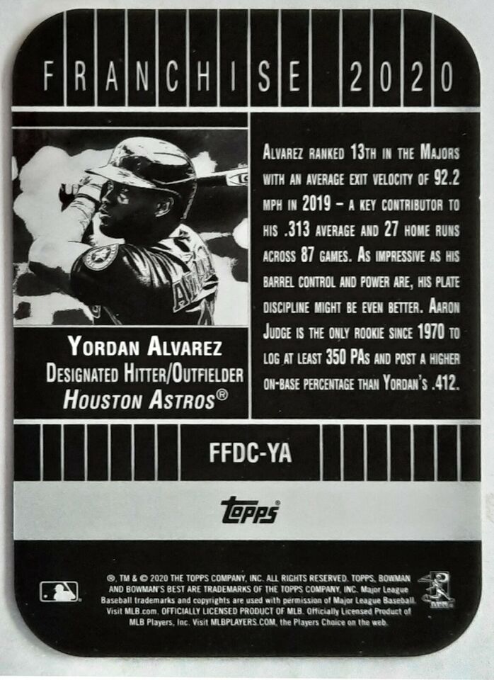 Yordan Alvarez 2020 Bowman's Best RC Franchise 2020 Silver Refractor #FFDC-YA