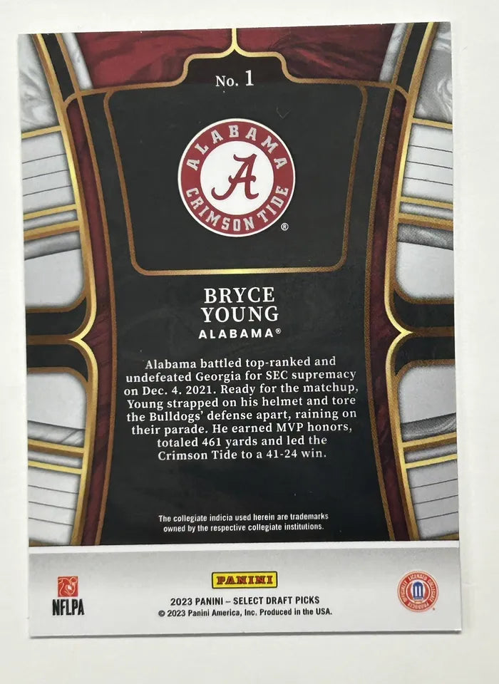 2023 Panini Select Draft Pick Bryce Young RC #1 Alabama
