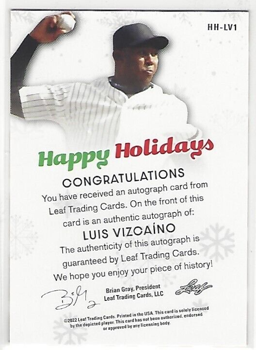 2022 Leaf Holiday Packs Happy Holidays Auto Luis Vizcaino #HH-LV1 Auto