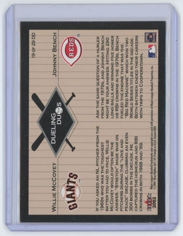 2002 Fleer Skybox Dueling Duos Johnny Bench / Willie McCovey 19/29