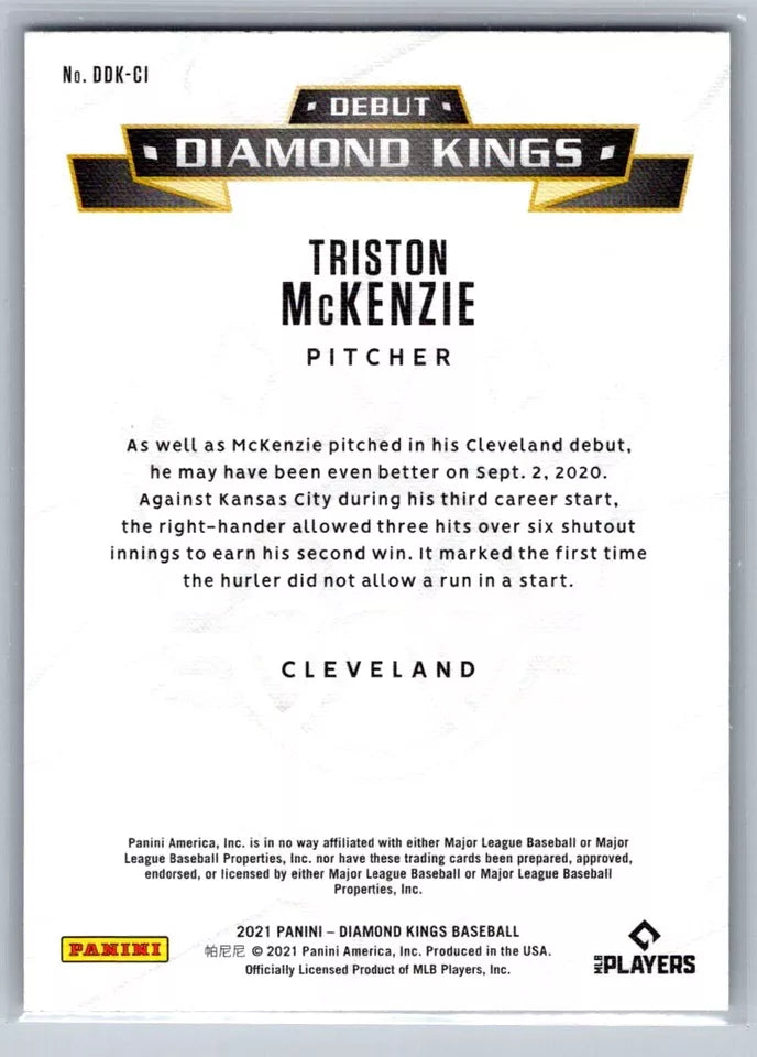 2021 Panini Diamond Kings Debut Triston McKenzie #DDK-CI Cleveland