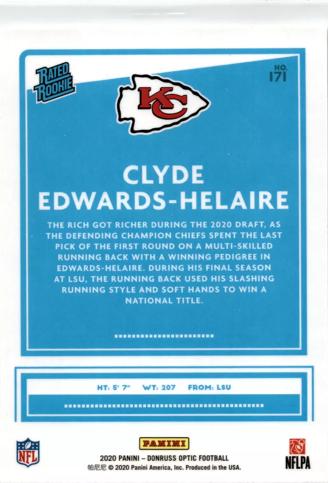 2020 Select Donruss Optic Holo Refractor #171 Clyde Edwards-Helaire
