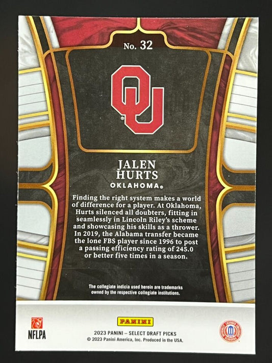 2023 Panini Select Draft Pick Jalen Hurts #32 Sooners