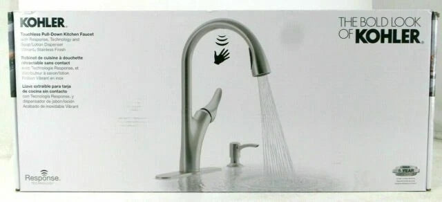 Kohler Touchless Pull-Down Kitchen Faucet with Soap Dispenser, Vibrant Stainless