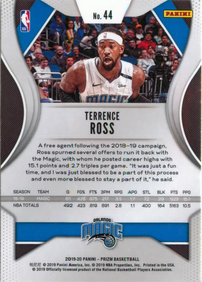 2019-20 Panini Prizm Terrence Ross #44 Orlando Magic