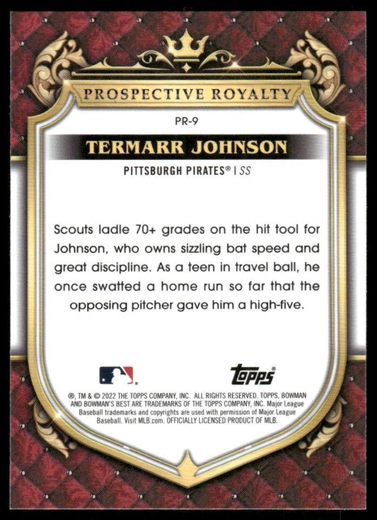 2022 Bowman's Best Prospective Royalty Termarr Johnson #PR-9 Pittsburgh Pirates