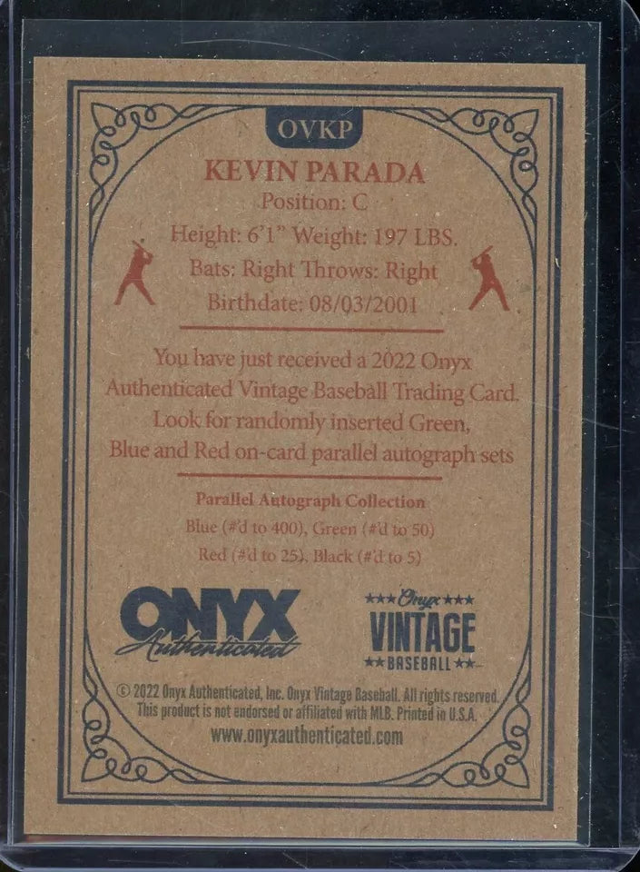 2022 Onyx Vintage Extended #OVKP Kevin Parada - New York Mets