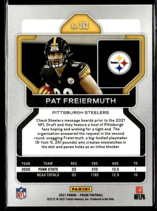 2021 Panini Prizm Pat Freiermuth Rookie #362 Steelers RC