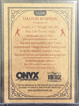 2022 Onyx Vintage Extended Blue Signature #VADR - Dalton Rushing /400 - Los Angeles Dodgers