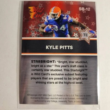 2021 Wild Card Alumination Football - KYLE PITTS #SB-12 Rookie RED Starbright