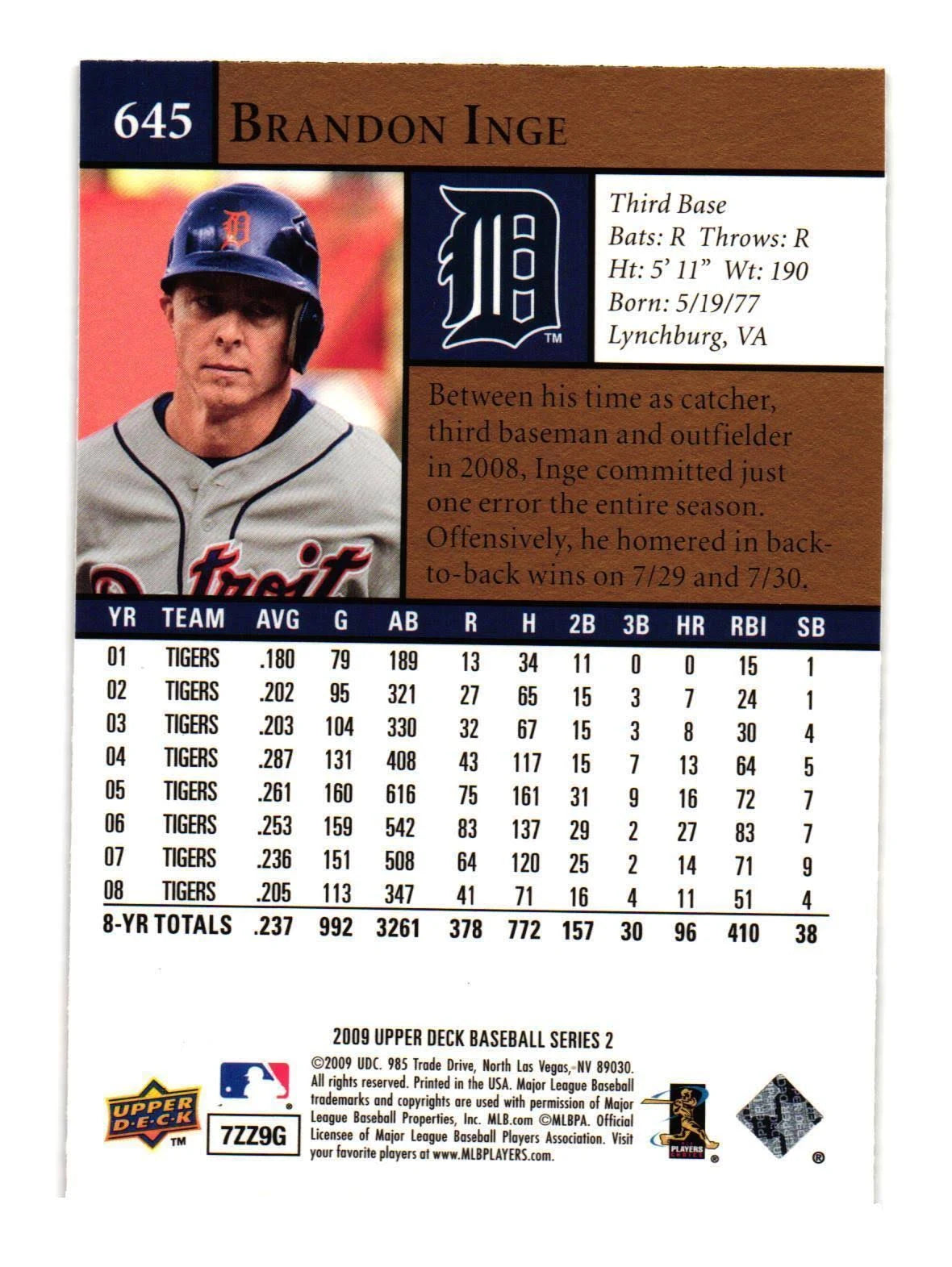 2009 Upper Deck Zach Miner #644 Detroit Tigers