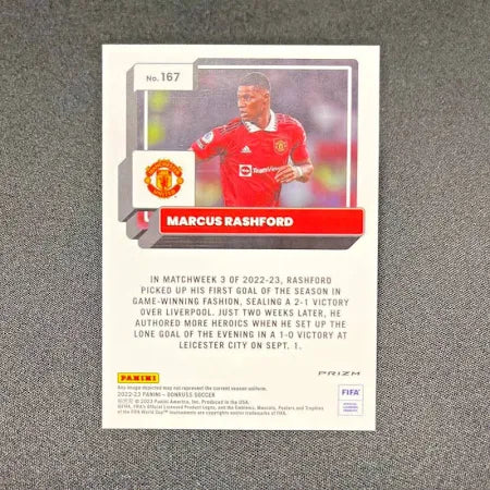 2022-23 Donruss Optic FIFA Orange Cracked Ice Marcus Rashford #167