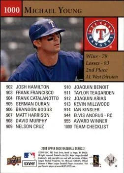 2009 Upper Deck Michael Young #1000 Texas Rangers