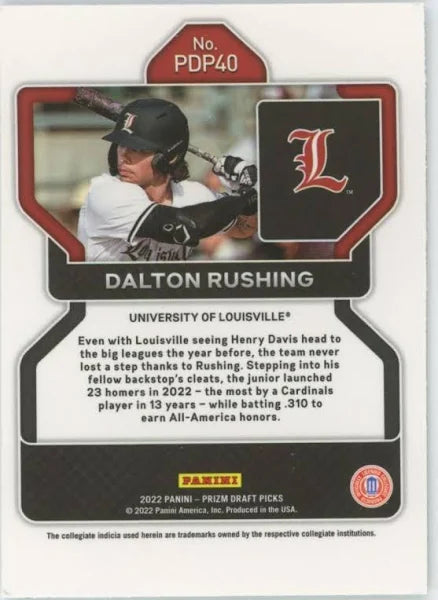 2022 Panini Prizm Draft Pick Dalton Rushing #40 Louisville Cardinals
