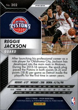 2016-17 Panini Prizm Reggie Jackson #202 Detroit Pistons