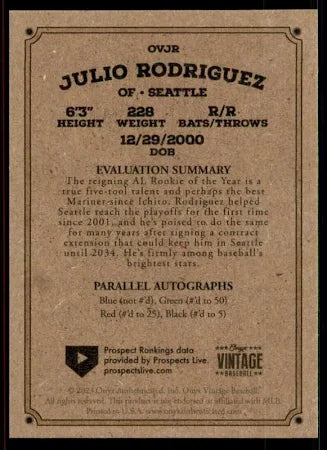 2023 Onyx Vintage #OVJR - Julio Rodriguez - Seattle Mariners