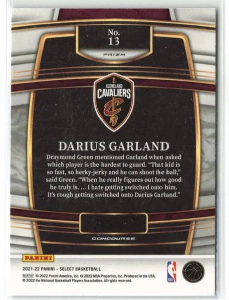 2021-22 Panini Select Darius Garland Blue Prizm #13 Cleveland Cavaliers