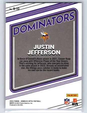 2022 Panini Donruss Optic Dominators Justin Jefferson #D-10
