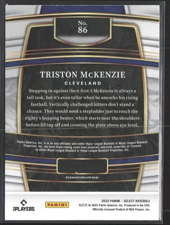 2022 Panini Select Blue Prizm Triston McKenzie #86 Cleveland Indians