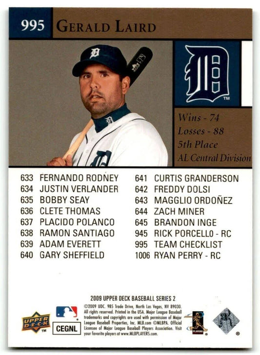 2009 Upper Deck Gerald Laird #955 Detroit Tigers