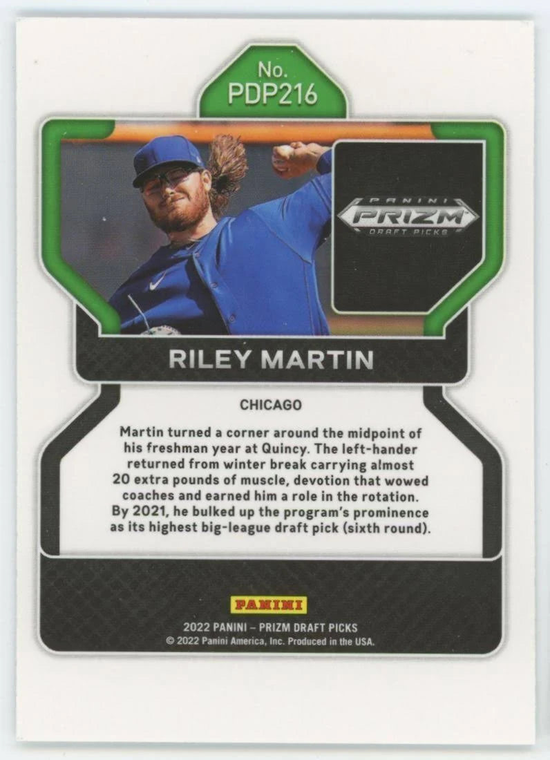 2022 Panini Prizm Draft Pick Riley Martin #216 Chicago Cubs