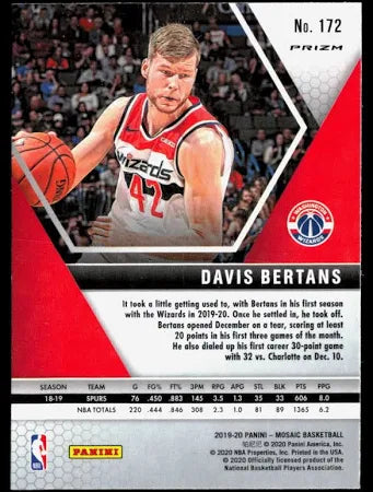 2019-20 Panini Mosaic Pink Mosaic Davis Bertans #172 Washington Wizards